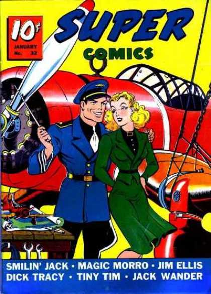 Super Comics 32 - Airplane - Pilot - Blonde - Dick Tracy - Tools