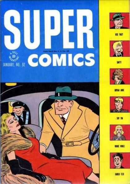 Super Comics 92 - January - Detective - Blonde - Car - 10 Cents