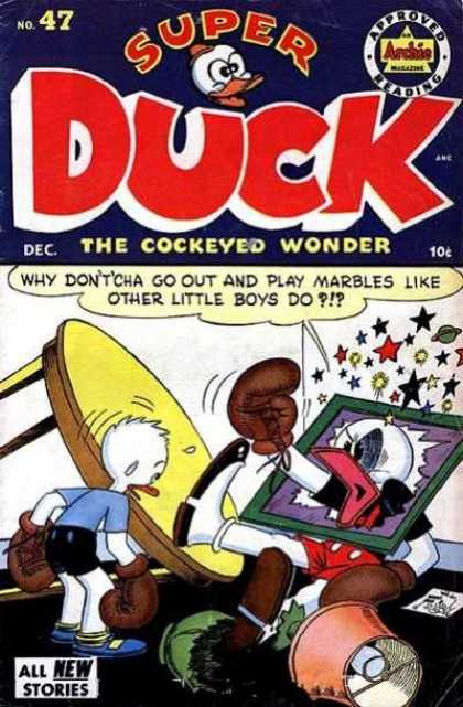 Super Duck 47 - Cockeyed Wonder - Archie Comic - Number 47 - Boxing Ducks - Duck Knocked Out