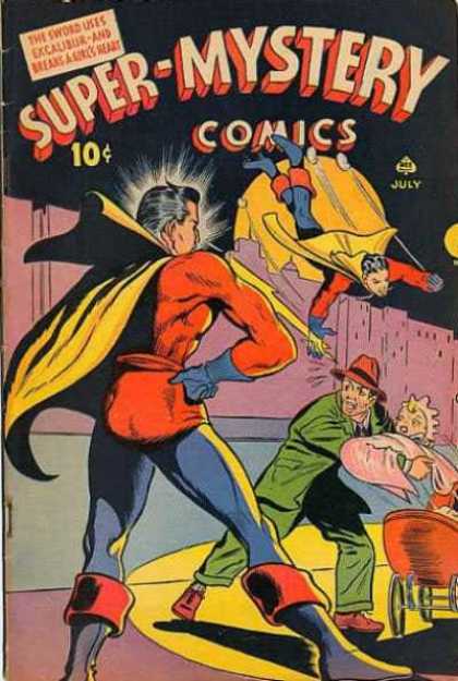Super-Mystery Comics 25 - Excaubur - Superheroe - Baby - Man In The Hat - Resquing