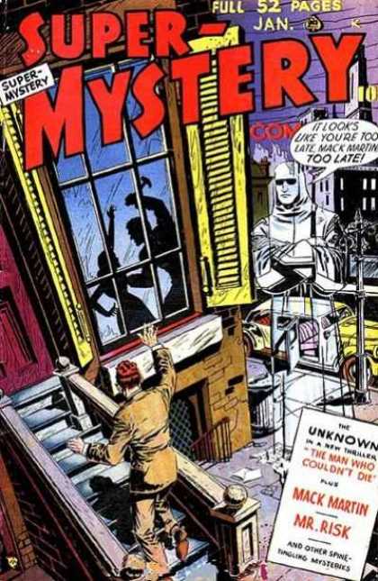 Super-Mystery Comics 45 - Ghost - Murder - Car - Shutters - Window