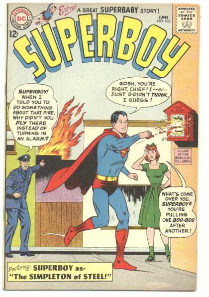 Superboy 105 - Fire - Policeman - Alarm - Fire Alarm - Police - Curt Swan