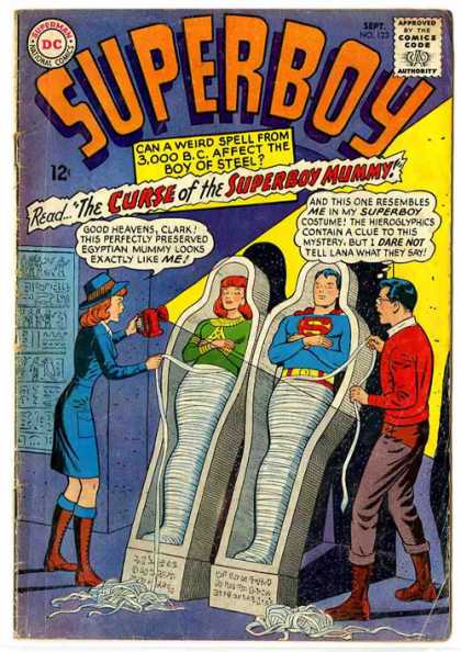 Superboy 123 - Mummy - Clark Kent - Flash Light - Curse Of Superboy Mummy - Coffins - Curt Swan