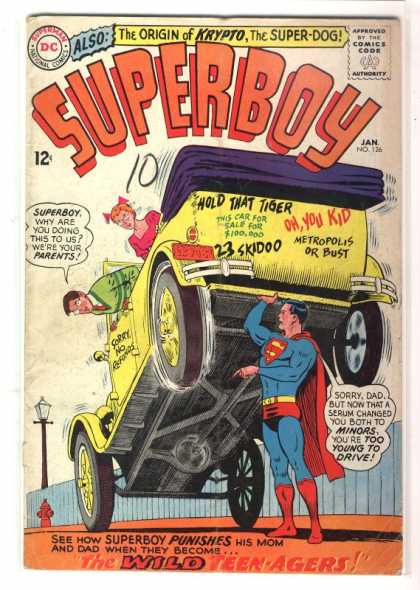 Superboy 126 - Car - Teenagers - The Origin Of Krypto The Super-dog - Super Boy - Yellow Car - Curt Swan
