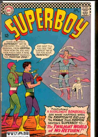 Superboy 128 - Kryptonite Kid - Superman - Phantom Zone - Krypton - Knave - Curt Swan