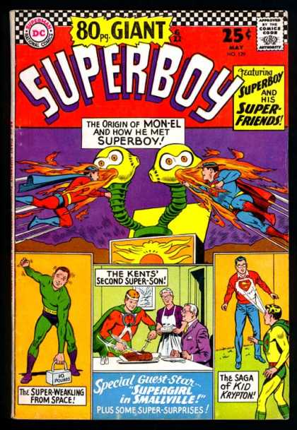 Superboy 129 - May Issue - Bonus Issue - Two Headed Villian - Able To Fight Fire - Multiple Super Heros - Curt Swan