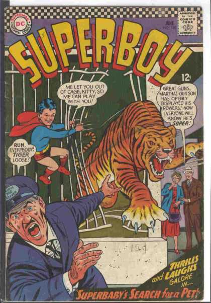 Superboy 130 - Tiger - Cage - Dc Comics - Zoo Keeper - Superbabys Search For Pets - Curt Swan