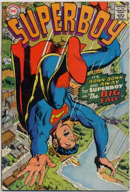 Superboy 143 - National Comics - Falling - Houses - River - Down Down - Neal Adams