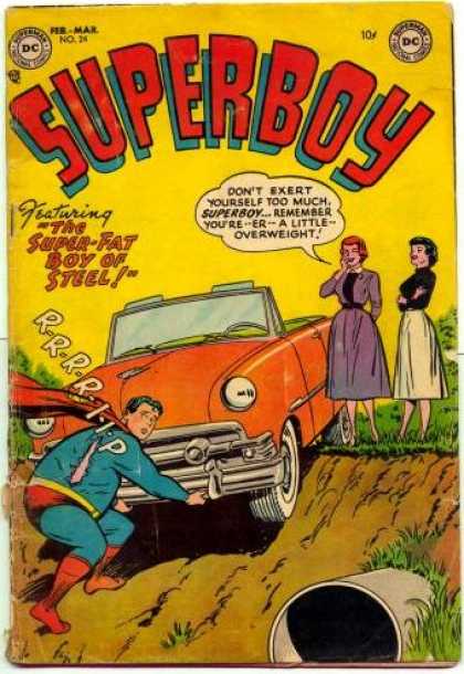 Superboy 24 - Car - Fat - Pipe - Rip - Overweight - Tom Grummett