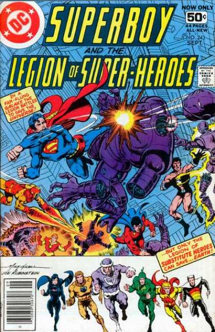 Superboy - Legion of Super-Heroes - Dc - 50c 44pages - No243 Sept - Legion Of Super Heroes - Buy Only Legion Of Substitute Heroes - Josef Rubinstein, Mike Grell