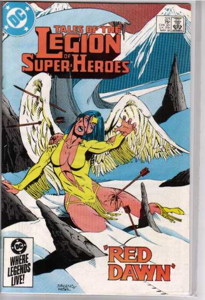 Superboy - Legion of Super-Heroes - Woman - Wings - Rock - Land - Mountain
