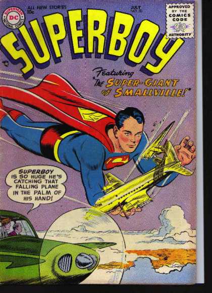 Superboy 50 - Plane - Smallville - Giant - Rescue - Strange - Curt Swan, Tom Grummett