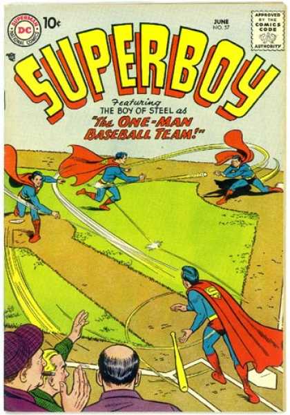 Superboy 57 - Baseball - Crowd - Curt Swan, Tom Grummett