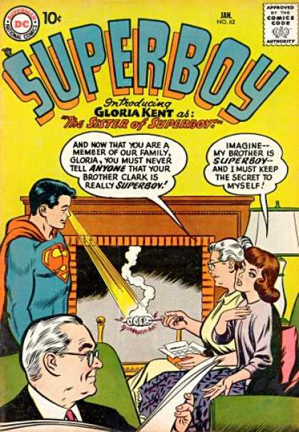 Superboy 62 - Pa Kent - Ma Kent - Gloria Kent - Heat Vision - Approved By The Comics Code Authority - Curt Swan, Tom Grummett