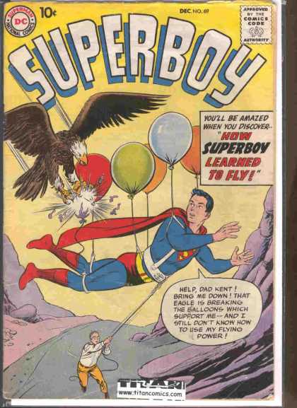 Superboy 69 - Eagle - Balloons - Fly - Dad Kent - Pa Kent - Curt Swan, Tom Grummett