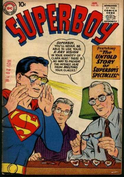Superboy 70 - X-ray Vision - Glasses - Spectacles - Parents - Melting - Curt Swan, Tom Grummett