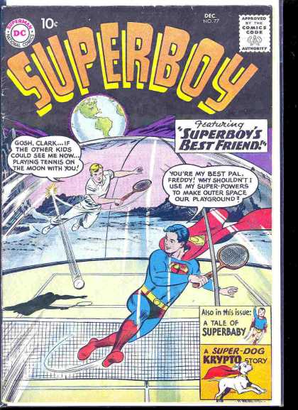 Superboy 77 - Tennis - A Super Dog Crypto Story - Superboys Best Friend - A Tale Of Superbaby - Gosh Clark - Curt Swan, Tom Grummett