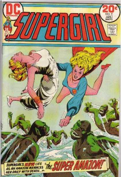 Supergirl (1972) 9 - No 9 Jan - Woman - Flying - Dc - Green Monsters - Bob Oksner