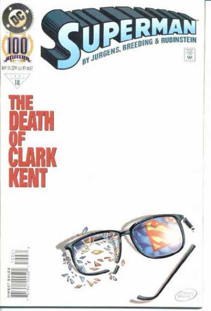 Superman (1987) 100 - Glasses - Broken Glasses - Is Clark Kent Death - Dan Jurgens