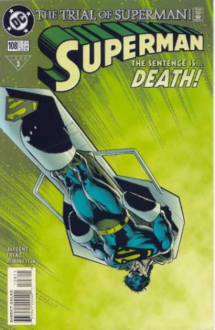 Superman (1987) 108 - Shackled - Death - Green Background - Direct Sales - 3 Authors - Dan Jurgens