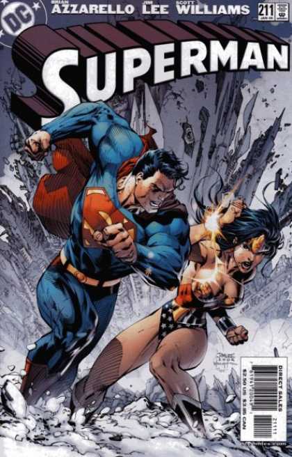 Superman (1987) 211 - Punching - Wonder Woman - Snow - Superman - Brian Azzarello - Jim Lee