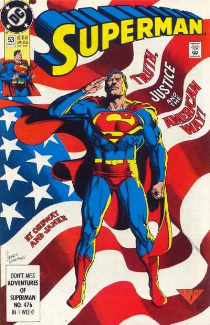 Superman (1987) 53 - Flag - Dc - Comics Code - Costume - Superhero - Jerry Ordway