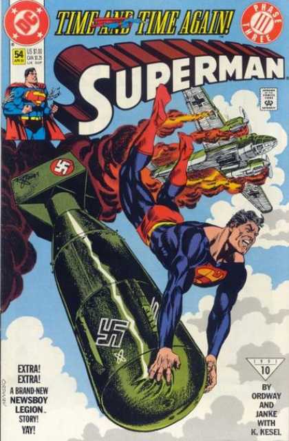 Superman (1987) 54 - Bomb - Time And Time Again - Nazi - Superman - Airplane - Jerry Ordway
