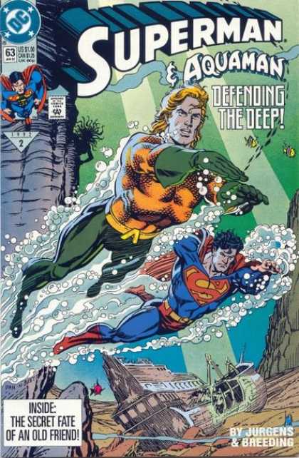 Superman (1987) 63 - Aquaman - Defending The Deep - Underwater - Fish - Secret Fate - Dan Jurgens