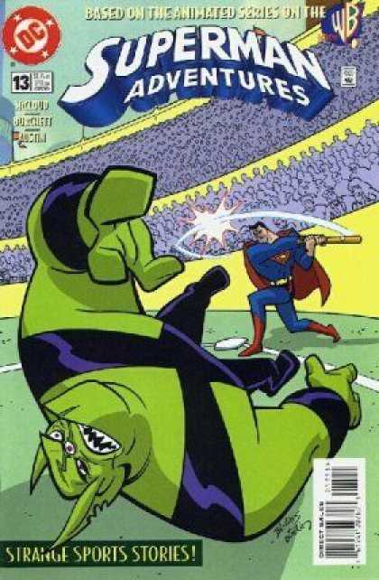 Superman Adventures 13 - Baseball Bat - Stadium - Strange Sports Stories - Green Alien - Home Base - Bret Blevins, Terry Austin