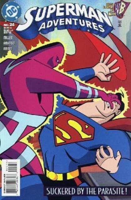 Superman Adventures 24 - Suckered By The Parasite - Superman In Trouble - Purple Bad Guy - Energy Zapping - Red Cape - Terry Austin