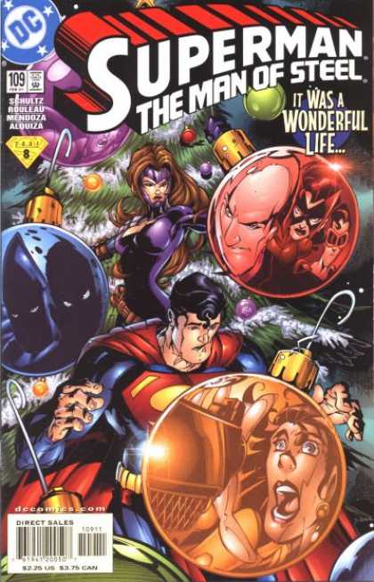 Superman: Man of Steel 109 - Its A Wonderful Life - Christmas Tree - Ornaments - Lights - Purple Outfit