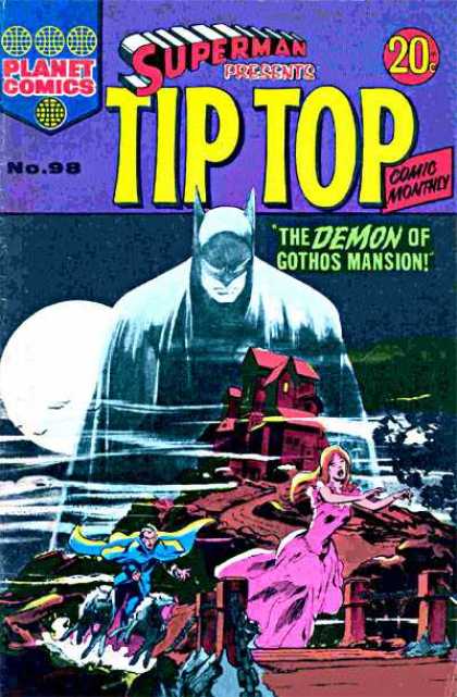 Superman Presents Tip Top 98 - Batman - Haunted - Mansion - Girl Running - Mountaintop