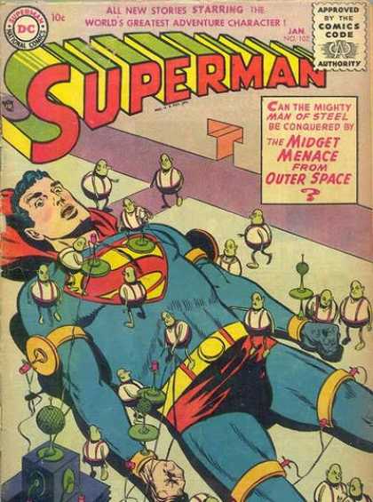 Superman 102 - Midgets - Outer Space - Gulliver Like - All Tied Up - Man Of Steel