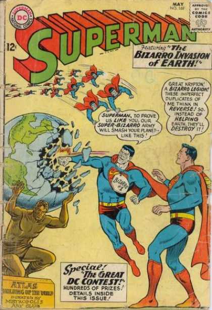 Superman 169 - The Bizarro Invastion Of Earth - Broken Globe - The Great Dc Contest - Atlas - Metropolis - Curt Swan