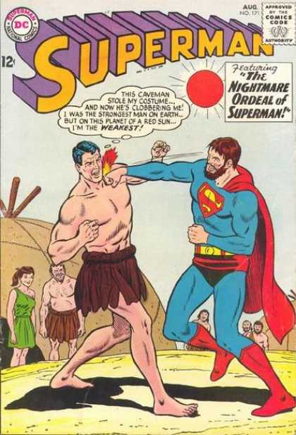 Superman 171 - The Nightmare Ordeal Of Supreman - Red Sun - Red Cape - Punch - Black Hair - Curt Swan