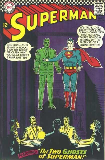 Superman 186 - Ghost Of Clark Kent - The Two Ghosts Of Superman - Double Indentity - Seance - Lois - Curt Swan