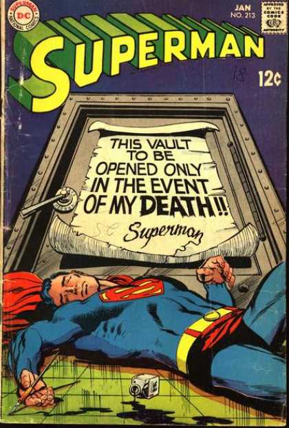 Superman 213 - This Vault To Be Opened Only In The Event Of My Death - Superhuman - Comics Code - Superhero - Door - Neal Adams