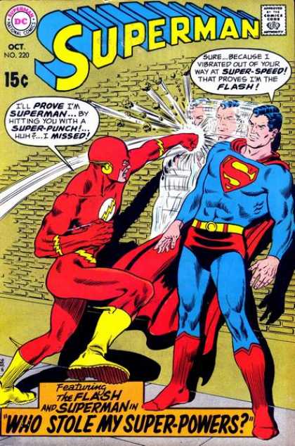 Superman 220 - Flash - Super Punch - Super Speed - Super Powers - Brick Wall - Curt Swan, Murphy Anderson