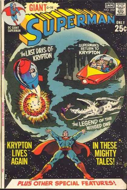 Superman 232 - The Last Days Of Krypton - Return To Krypton - Legned Of The Winged One - Shuttle Vehicle - Meteorite - Curt Swan, Murphy Anderson