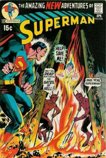 Superman 236 - Fire - Demons - Apr No 236 - Pitch Forks - Help - Neal Adams