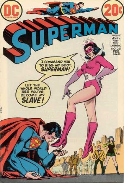 Superman 261 - Kiss My Boot - Slave - Pink Boots - Stunned Onlookers - Superhero - Nick Cardy