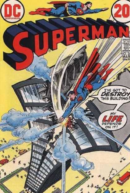 Superman 262 - Destroyed Building - Smoke - Car - Bus - People Running - Nick Cardy