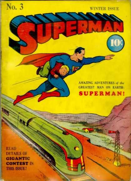 Superman 3 - Save And Soar - Saviour In Blue - Timely Rescue - Valiant Act - The Green Train Bravado - Joe Shuster