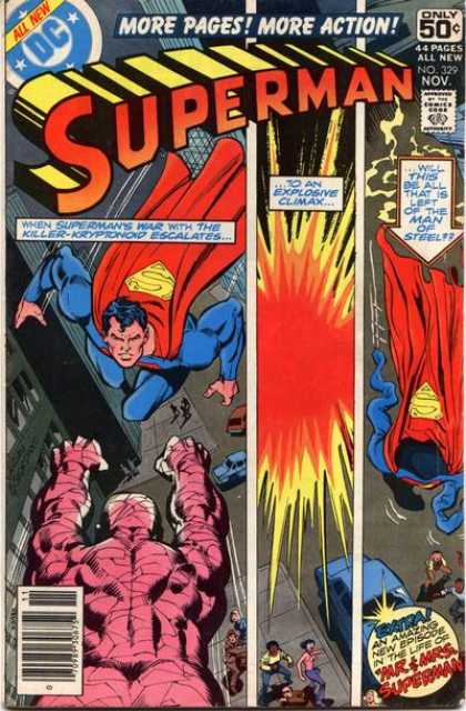 Superman 329 - More Pages More Action - Explosion - Empty Suit - Flying - Killer-kryptonoid - Dick Giordano, Ross Andru