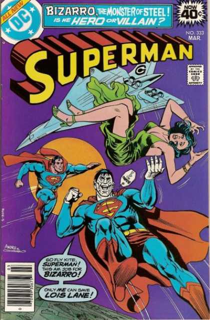 Superman 333 - Dc Comics - Bizarro The Moster Of Steel - Airplane - Moon - Lois Lane - Dick Giordano, Ross Andru