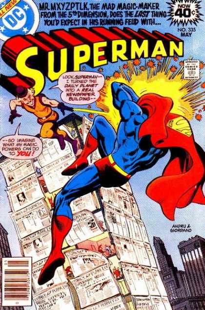Superman 335 - Power - News Paper - Cape - Logo - Costume - Dick Giordano, Ross Andru