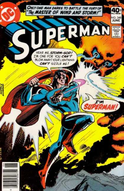 Superman 348 - The Master Of Wind And Storm - Man - Storm-god - Punch - Lightning - Dick Giordano, Ross Andru