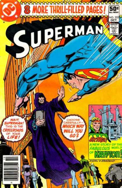 Superman 352 - 50 C All New - Book - Pedestrians - Purple Cape - Orange Headband - Dick Giordano, Ross Andru