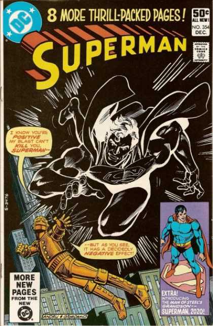 Superman 354 - Black And White - I Know Your Positive - Andru - Introducing The Man Of Steels Grandson - Skyscraper - Dick Giordano, Ross Andru