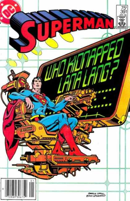 Superman 391 - Awesome Chair - Floating Chair - Superman Throne - Big Monitor - Lana Lang Kidnapped - Dick Giordano